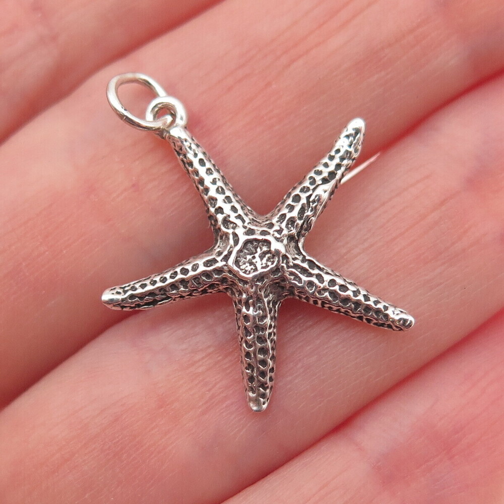 SUNWEST 925 Sterling Silver Vintage Starfish Oxidized Charm Pendant